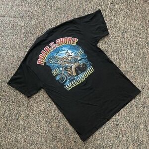 Hot Leathers Roar to the Shore 2014 Wildwood NJ Biker T-Shirt Black Large